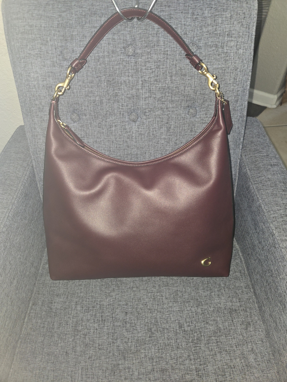 Coach Juliet 38- Black Currant- Shoulder Hobo Bag with Gold Accent